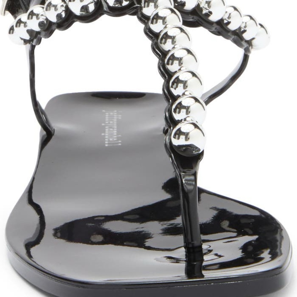 Jeffrey Campbell Plated Embellished Jelly Sandal in black w/silver Sz 9 no box - Picture 3 of 7